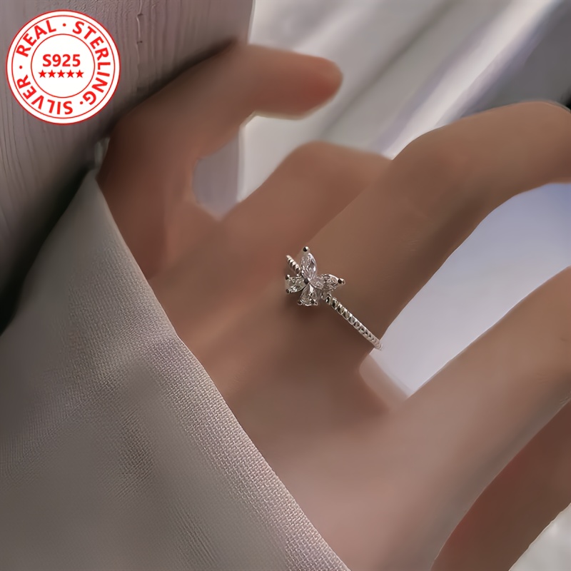 Adjustable S925 Silver Butterfly Ring for Women